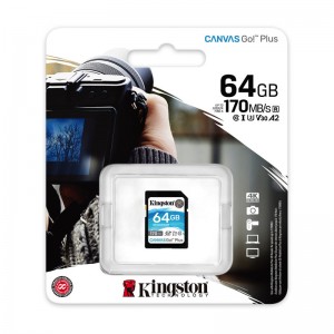 Cartão Memória Kingston Canvas Go! Plus C10 UHS-I U3 V30 SDXC 64GB
